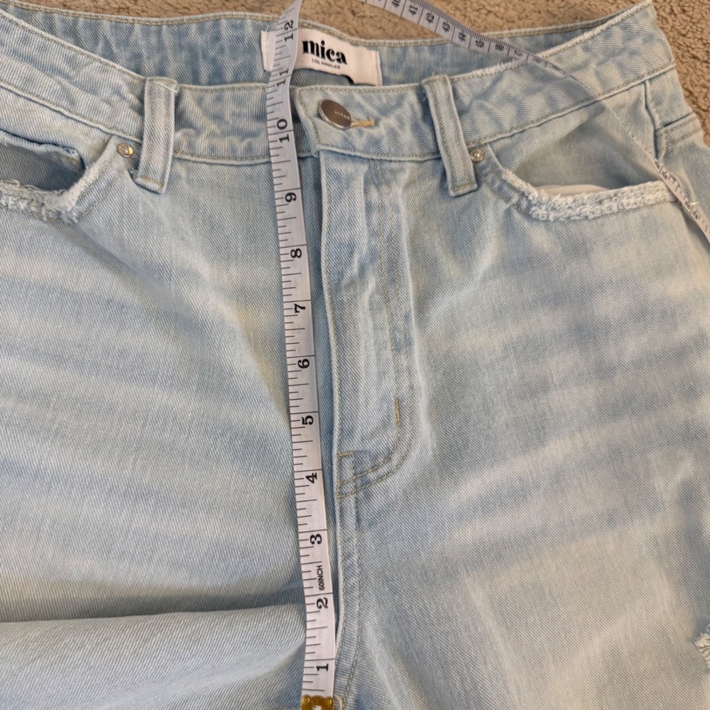 Mica Los Angeles Light Wash Distressed Straight Leg High‎ Rise Jeans Womens 29 - Picture 9 of 10